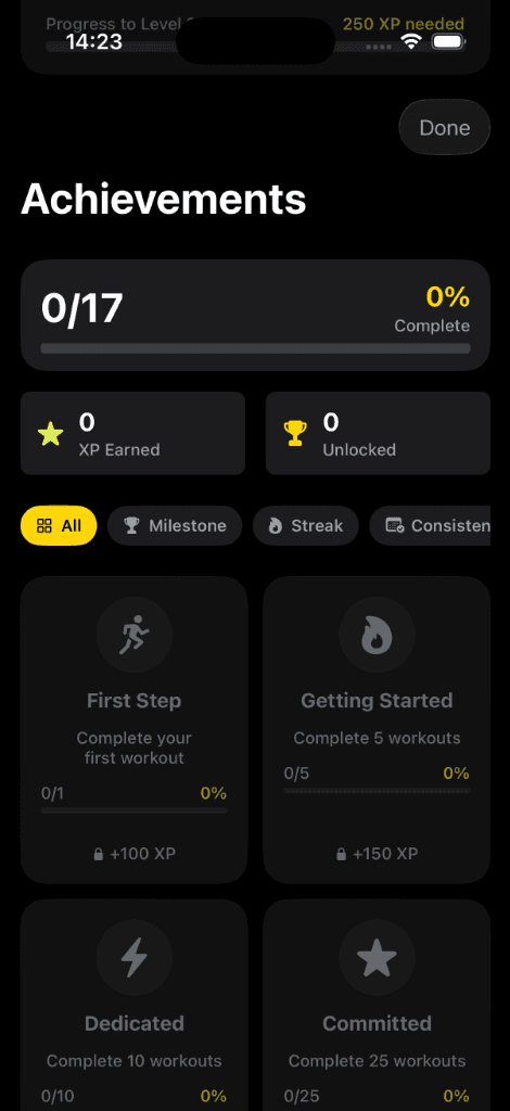 Achievements Interface